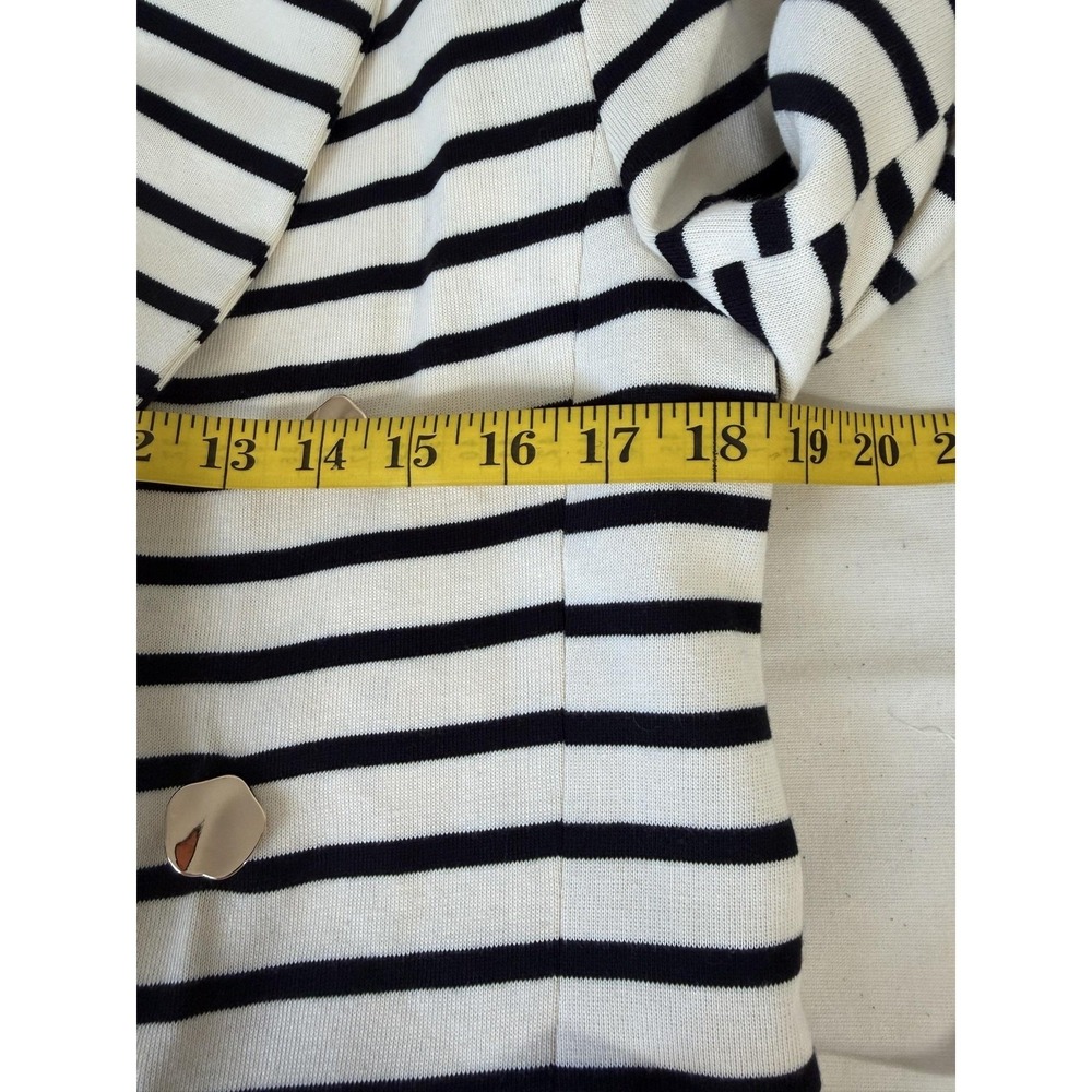 English Factory Womens Blazer Jacket Medium Cream Black Striped Double Breasted - Picture 8 of 9